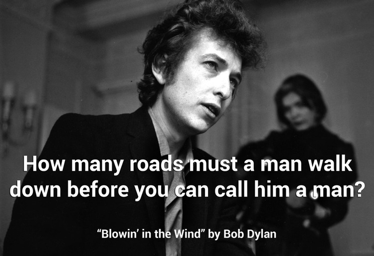monochrome photography - How many roads must a man walk down before you can call him a man? "Blowin' in the Wind" by Bob Dylan