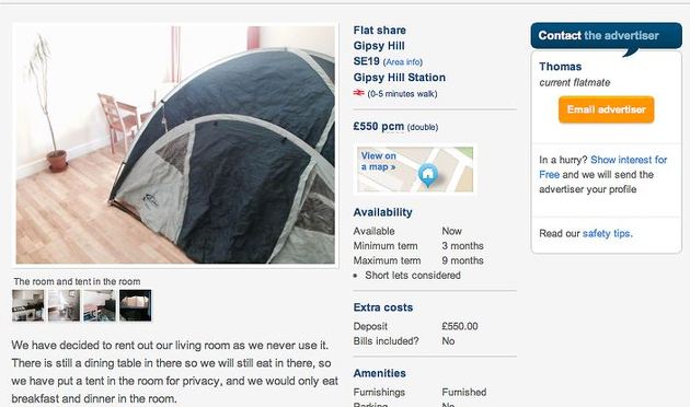 You Can Now Rent A Furnished Tent In London For Under £650 A Month
