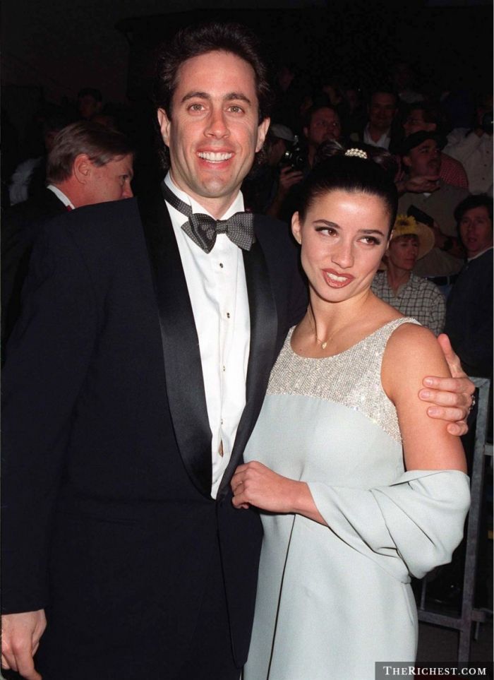 Jerry Seinfeld:  In 1993, 38-year-old Jerry Seinfeld met and fell in love with Shoshanna Lonstein, who was a 17-year-old high school senior. The two dated for four years, then in 1998 he met his current wife Jessica, who is 17 years his junior. They got married on December 25, 1999 and are still together to this day. The couple has three children together.