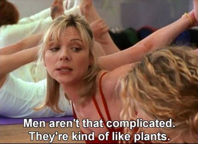samantha jones quotes - Men aren't that complicated. They're kind of plants,