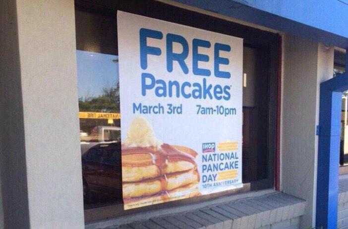 window - Free Pancakes March 3rd 7am10pm Ditav Hop National Pancake Day Soth Anita
