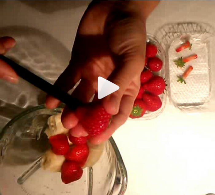 Use a straw to remove a strawberry's stem in seconds.