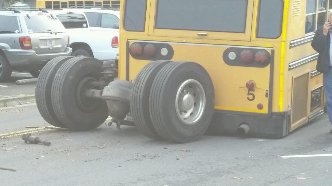 school bus tire busted