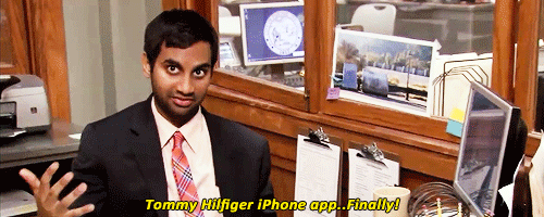 tom haverford no technology gif - Tommy Hilfiger iPhone app..Finally!