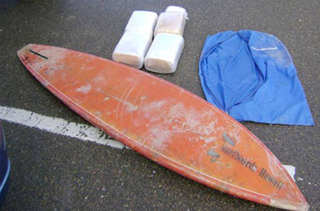 Marijuana hidden in a surfboard confiscated by the US Customs and Border Protection in June 2010