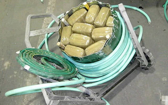 Marijuana hidden inside hose reels confiscated by the US Customs and Border Protection