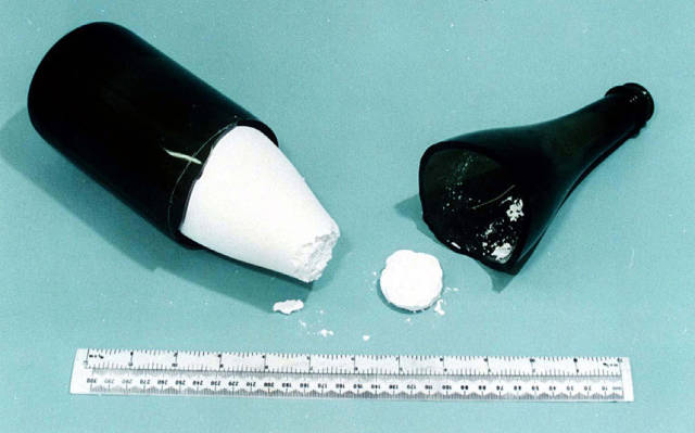 In 1997 a man tried to smuggle cocaine in champagne bottles