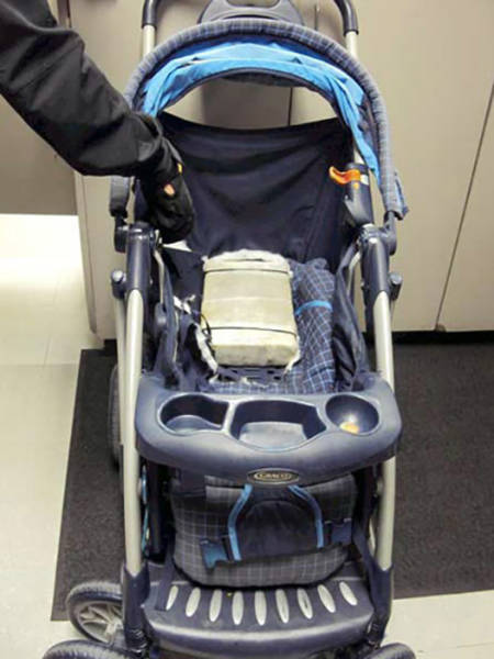 Marijuana inside a child's stroller confiscated by the US Customs and Border Protection