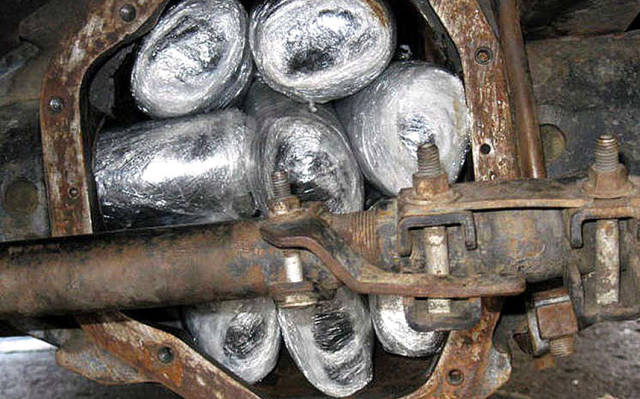 Heroin hidden in the differential of a vehicle confiscated by the US Customs and Border Protection