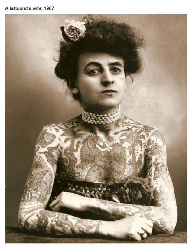 historical native american tattoos - A tattooist's wife, 1907