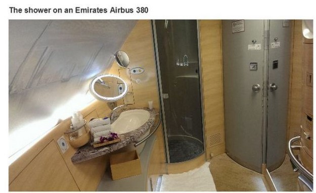 bathroom - The shower on an Emirates Airbus 380