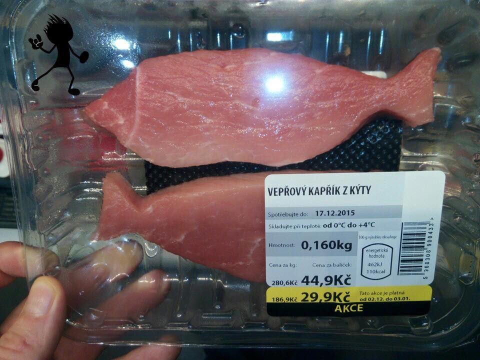 Pork carp sold in the Czech Republic