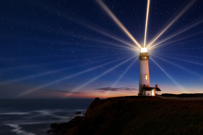 30-second exposure of a lighthouse beam.