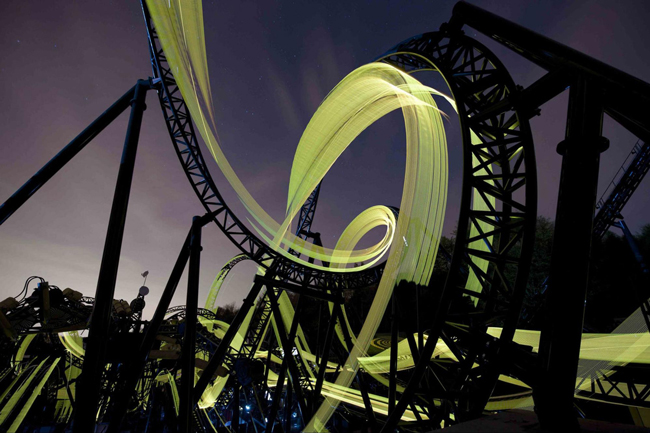 The worlds first 14-loop roller coaster in the UK.