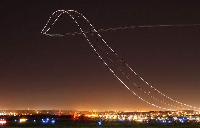 A plane takeoff looks much cooler in this long exposure shot.