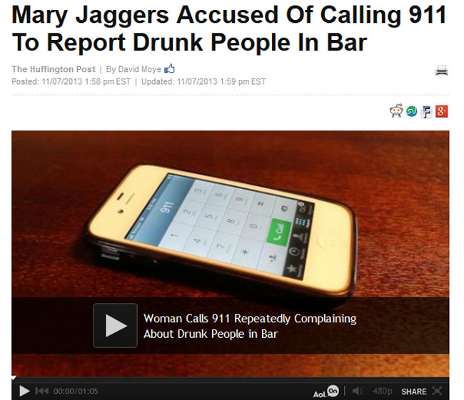 feature phone - Mary Jaggers Accused Of Calling 911 To Report Drunk People In Bar The Huffington Post By David Moye Posted 11072013 Est Updated 11072013 Est F8 Calo Woman Calls 911 Repeatedly Complaining About Drunk People in Bar Aol. C 480p