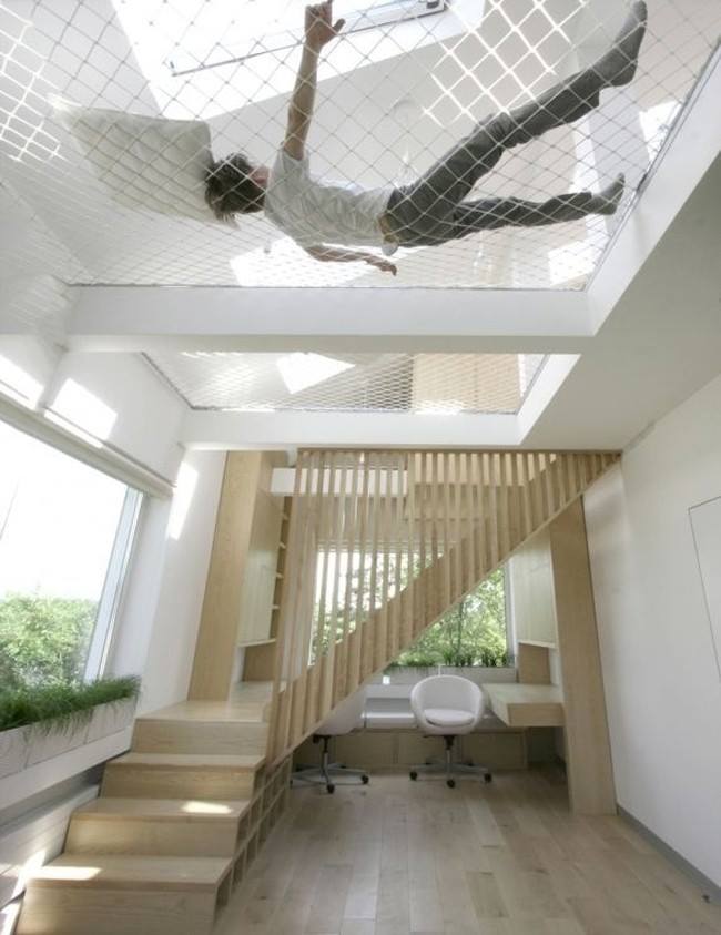 A relaxing ceiling hammock for lazy naps