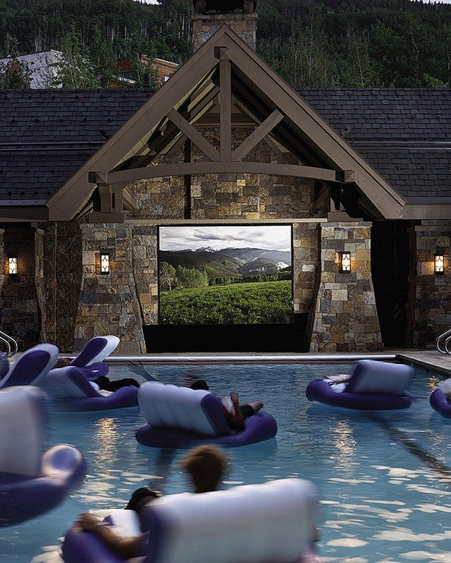 A swimming pool that doubles as a home theater