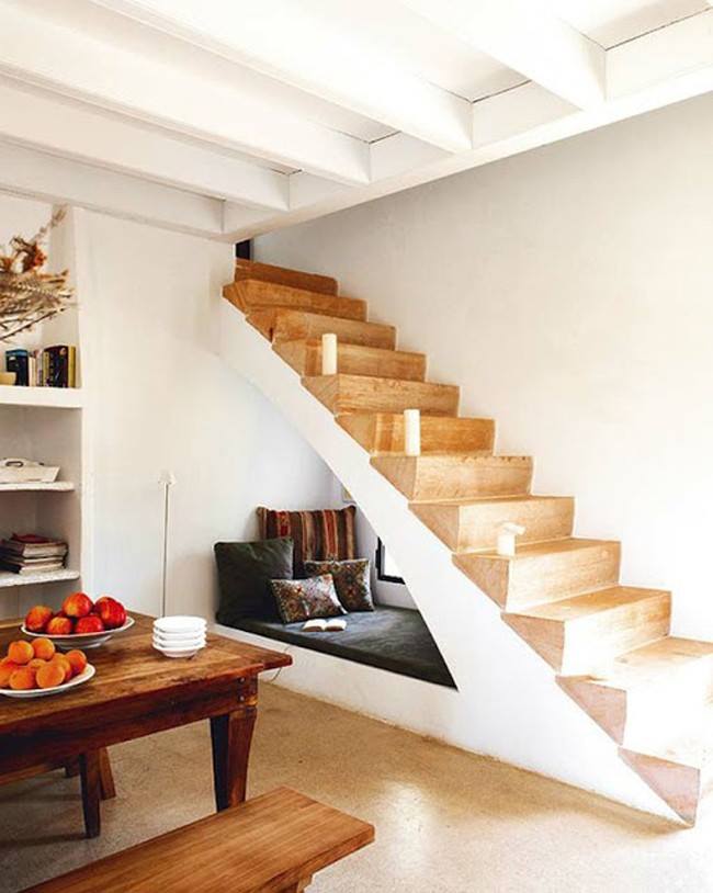 A place for relaxation and book reading under the stairs