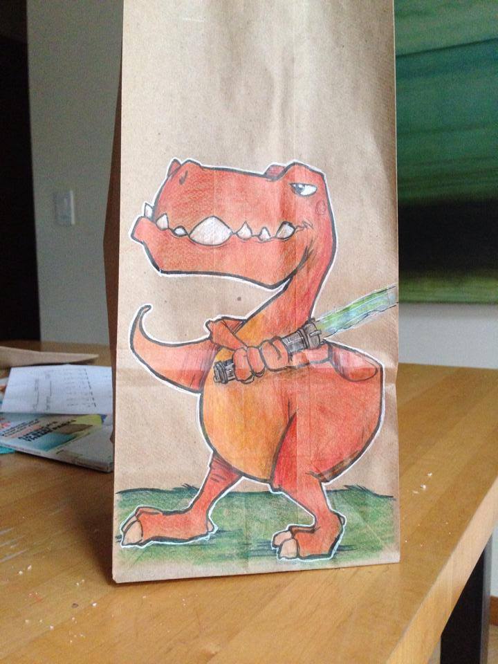 Dad's Awesome Drawings for Son's Lunch bags