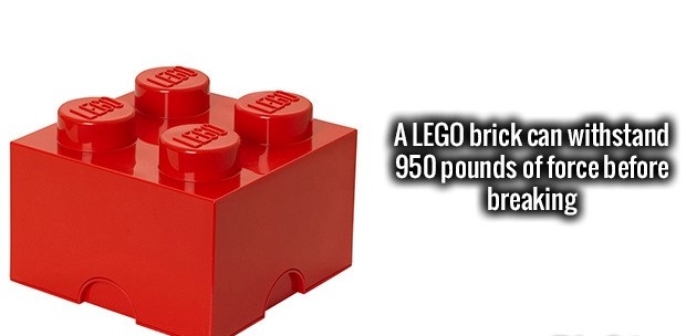 A Lego brick can withstand 950 pounds of force before breaking