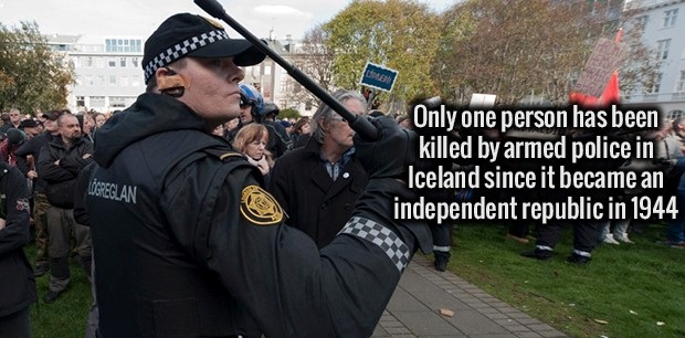 police - Only one person has been killed by armed police in i Iceland since it became an independent republic in 1944 Logreglan