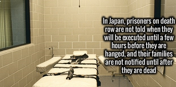 tile - In Japan, prisoners on death row are not told when they will be executed until a few hours before they are hanged, and their families are not notified until after they are dead