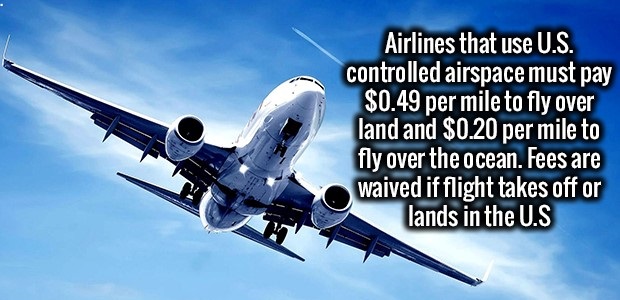 delhi to calgary flights - Airlines that use U.S. controlled airspace must pay $0.49 per mile to fly over land and $0.20 per mile to fly over the ocean. Fees are waived if flight takes off or lands in the Us