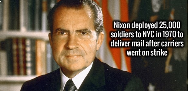 nixon portrait - Nixon deployed 25,000 soldiers to Nyc in 1970 to deliver mail after carriers went on strike