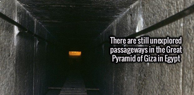tunnel - There are still unexplored passageways in the Great Pyramid of Giza in Egypt