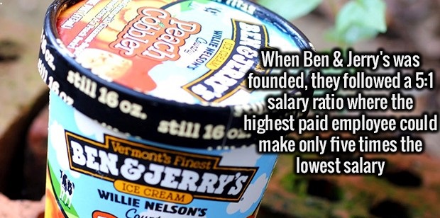 fact ben and jerry's - Uodos still 1602. still When Ben & Jerry's was founded, they ed a salary ratio where the stin 16. highest paid employee could make only five times the lowest salary Ben&Jerry'S umonts Finest Ice Cream Willie Nelson'S Case