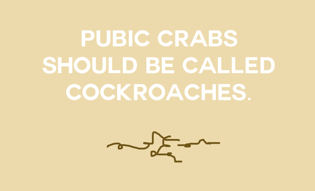 Pubic Crabs Should Be Called Cockroaches. custo