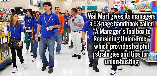 walmart workers - Juju sp Set WalMart gives its managers a 53 page handbook called A Manager's Toolbox to Remaining UnionFree" which provides helpful strategies and tips for unionbusting