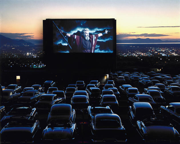 Charlton Heston as Moses in The Ten Commandments, drive-in theater, Utah, 1958