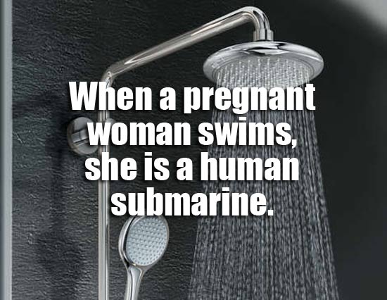 showerthoughts - plumbing fixture - When a pregnant woman swims, she is a human submarine.