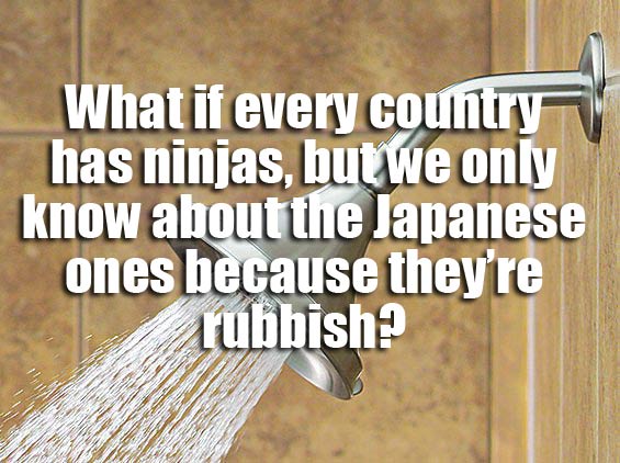 showerthoughts - shower head - What if every country has ninjas, but we only know about the Japanese ones because they're tubbish?