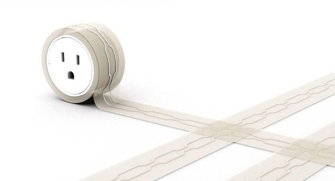 An extension cord that lays flat