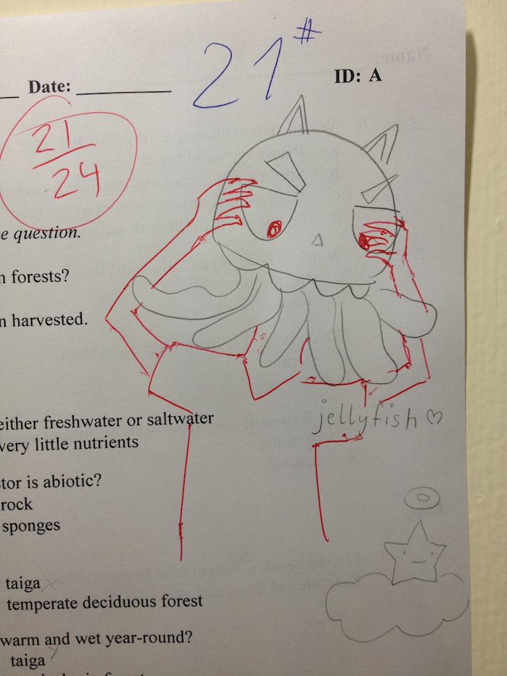 Teacher Completes Drawings Left On Students Assignments