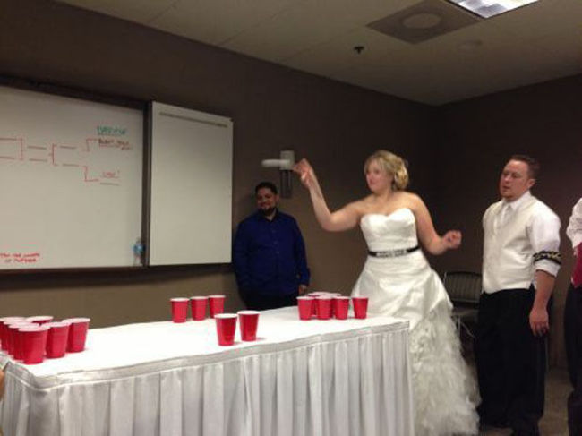 When your wedding reception is a beer pong tournament.