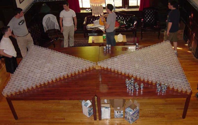 When this isn't even the largest beer pong game you've played.