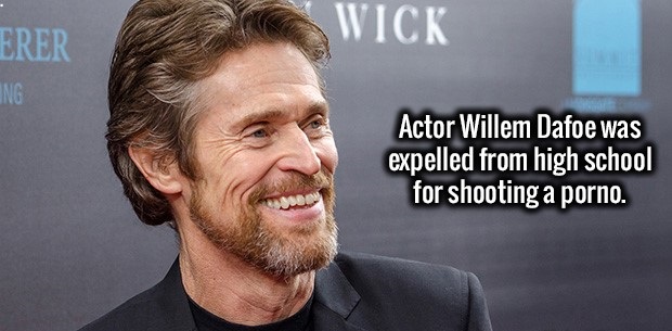 willem dafoe memes - Wick Erer Ing Actor Willem Dafoe was expelled from high school for shooting a porno.