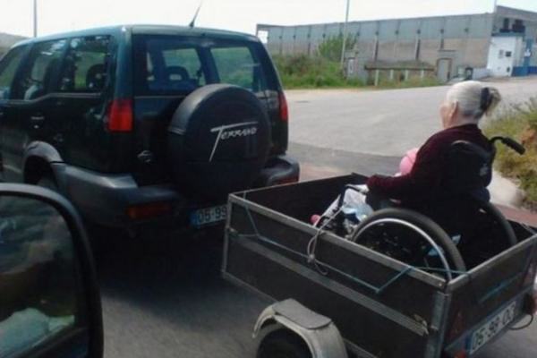 wheelchair on trailer funny