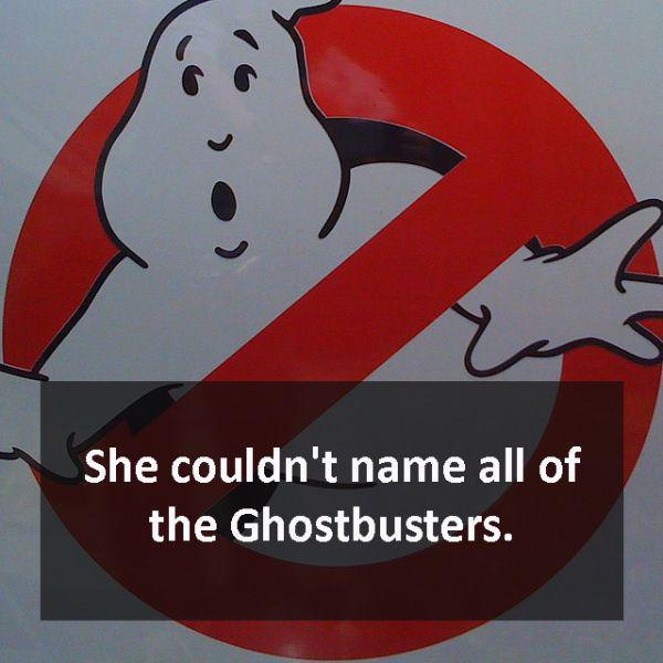She couldn't name all of the Ghostbusters.