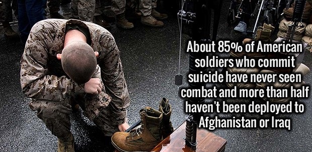 afghanistan interesting facts - About 85% of American soldiers who commit suicide have never seen combat and more than half haven't been deployed to Afghanistan or Iraq