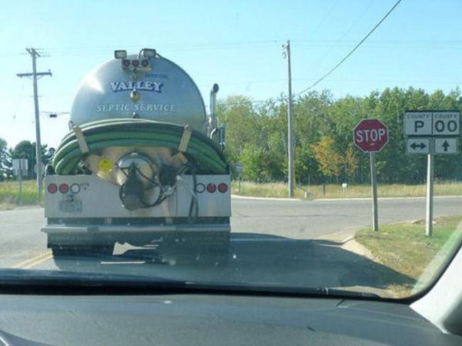 There's nothing weird about where this septic truck is going.