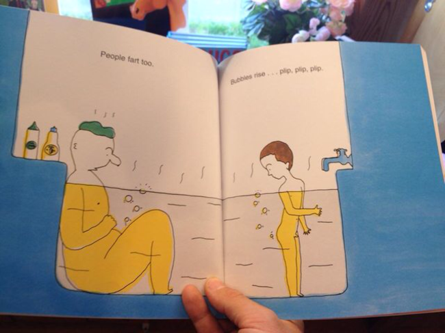 weird children's books - People fart too b rise plip plip, Dip. .