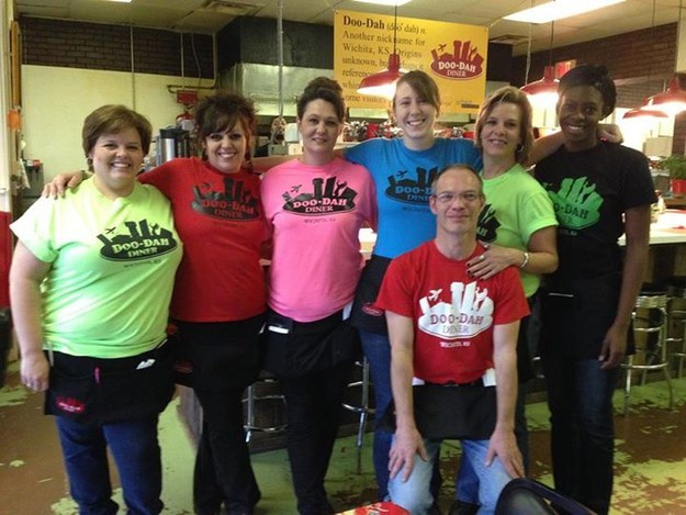 Brian Maixner is the guy in the red shirt. He’s a waiter at the Doo-Dah Diner in Wichita, Kansas.