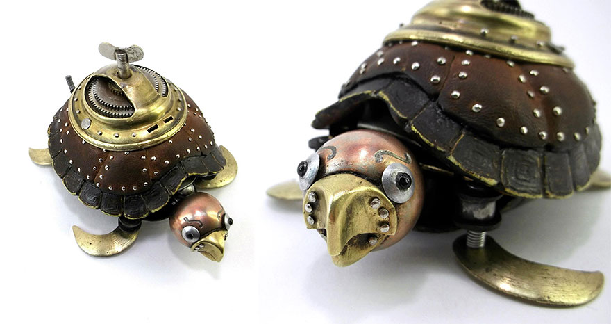 Artist Creates Animals From Old Car Parts and Electronics