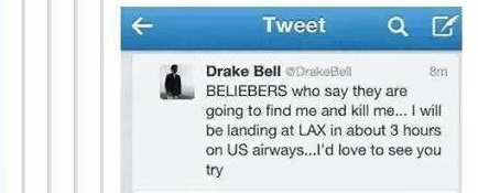 Drake Bell's Tweet Towards Justin Bieber Fans Is Pure Gold