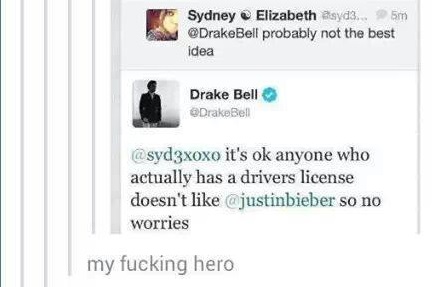 Drake Bell's Tweet Towards Justin Bieber Fans Is Pure Gold